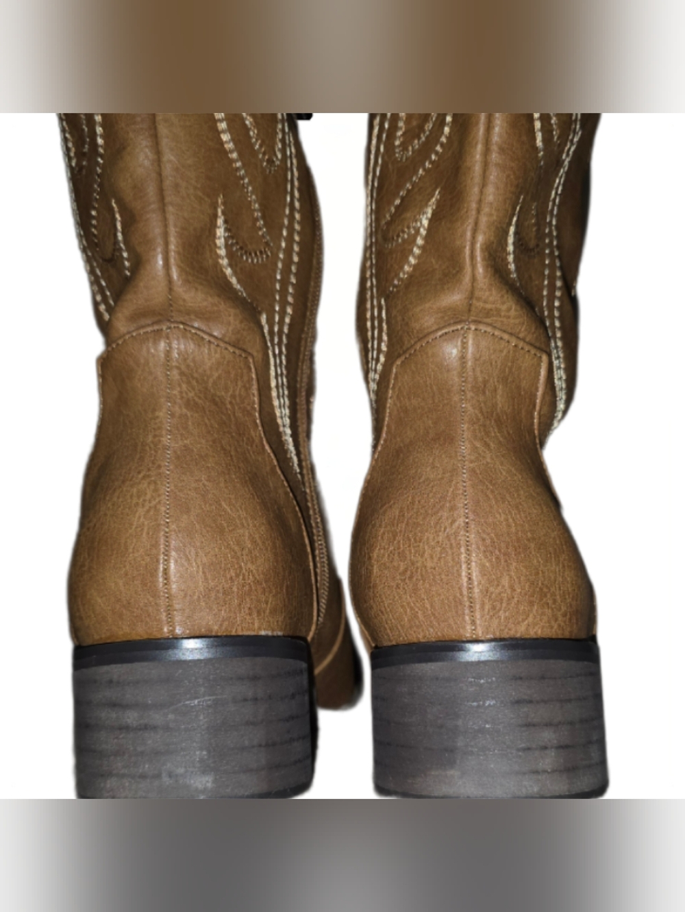 Pointed Toe Chunky Heel Western Boots, Mid Calf Embroidered, Side Zip - Size 9 - Picture 5 of 16